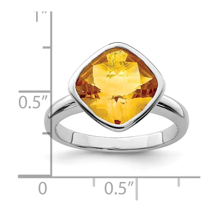 Goldia Sterling Silver Rhodium Citrine Ring Rings