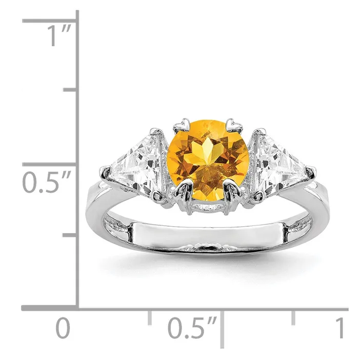 Goldia Sterling Silver Rhodium Citrine Ring Rings
