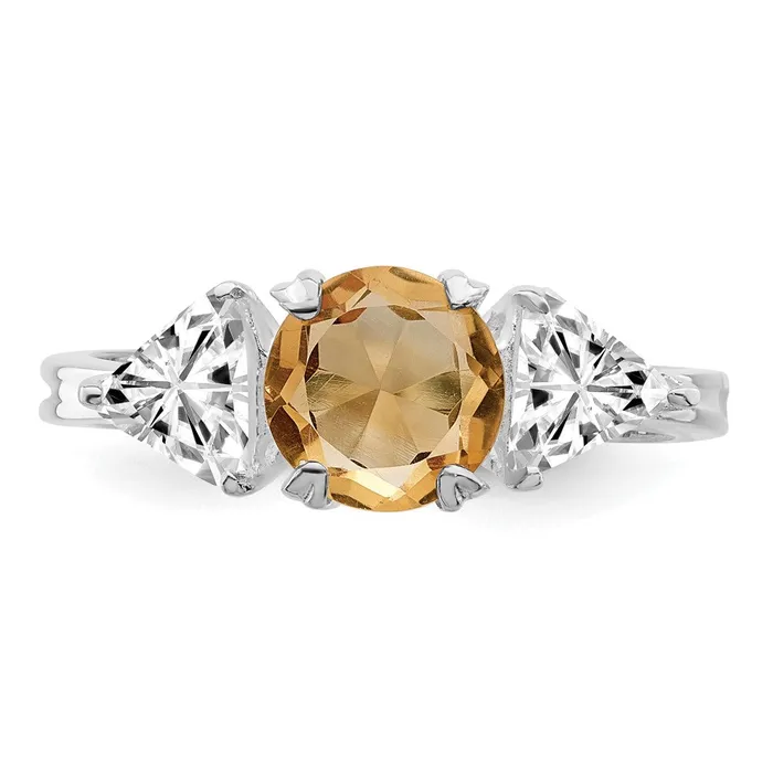 Goldia Sterling Silver Rhodium Citrine Ring Rings