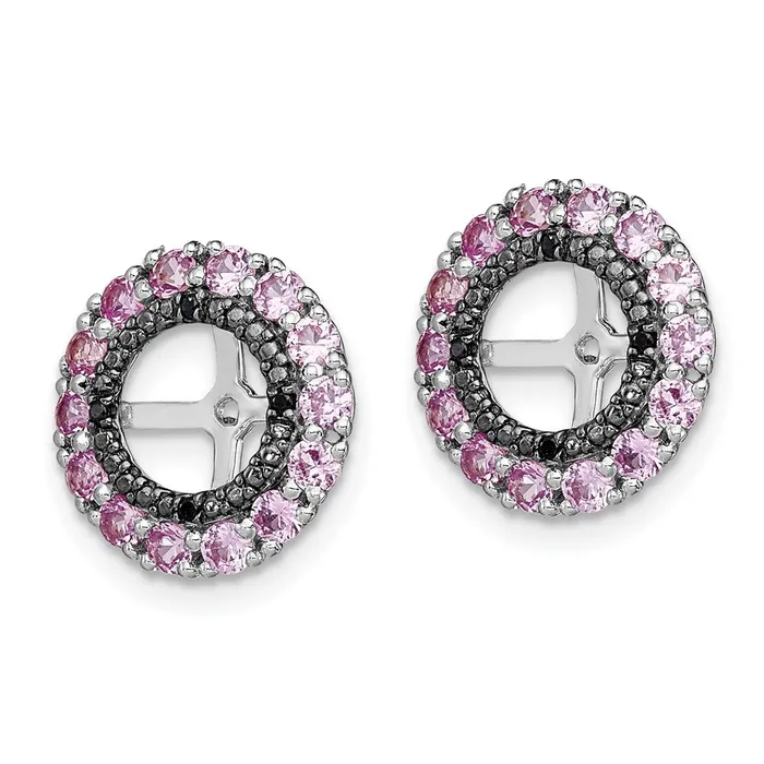 Goldia Sterling Silver Rhodium Crted Pink Sapphire u0026 Black Sapphire Earring Jacket Earrings
