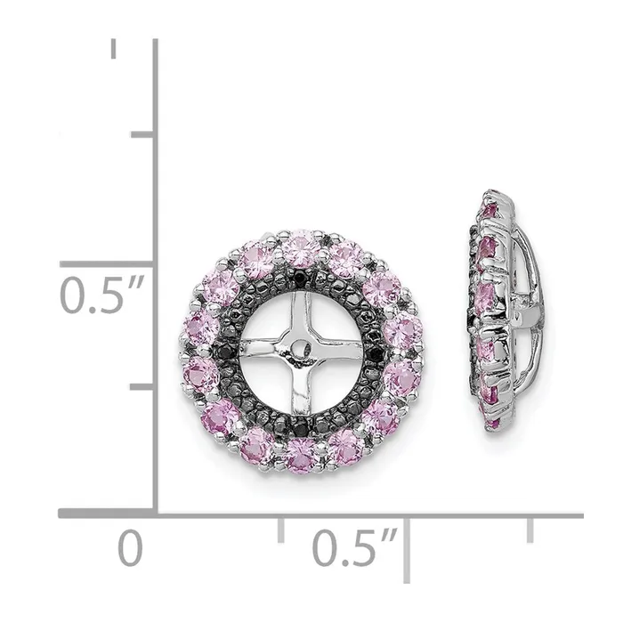 Goldia Sterling Silver Rhodium Crted Pink Sapphire u0026 Black Sapphire Earring Jacket Earrings