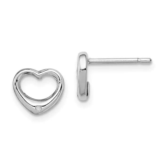 Goldia Sterling Silver Rhodium Diamond Heart Post Earrings Earrings