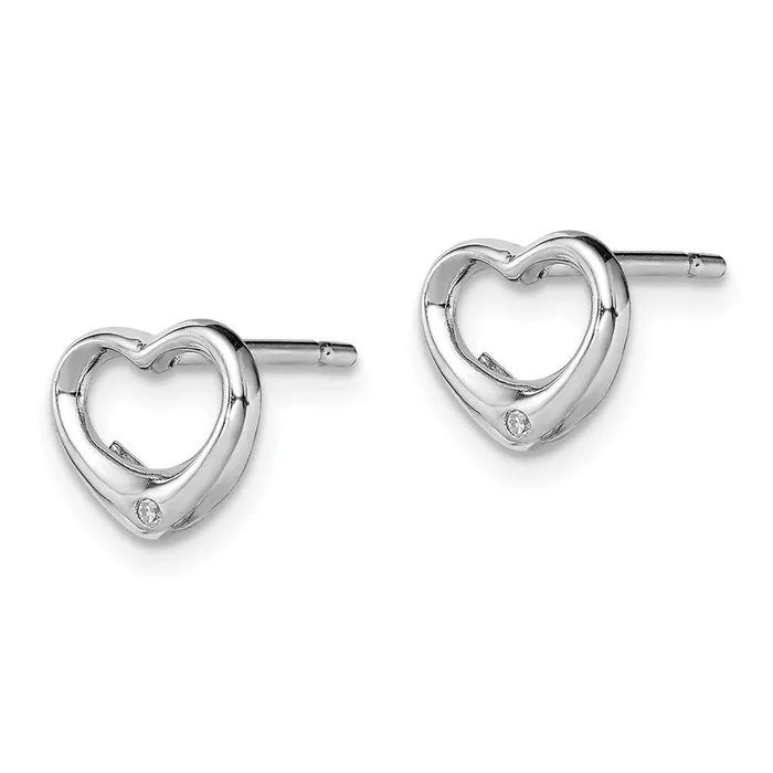 Goldia Sterling Silver Rhodium Diamond Heart Post Earrings Earrings