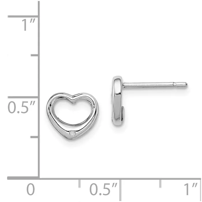 Goldia Sterling Silver Rhodium Diamond Heart Post Earrings Earrings