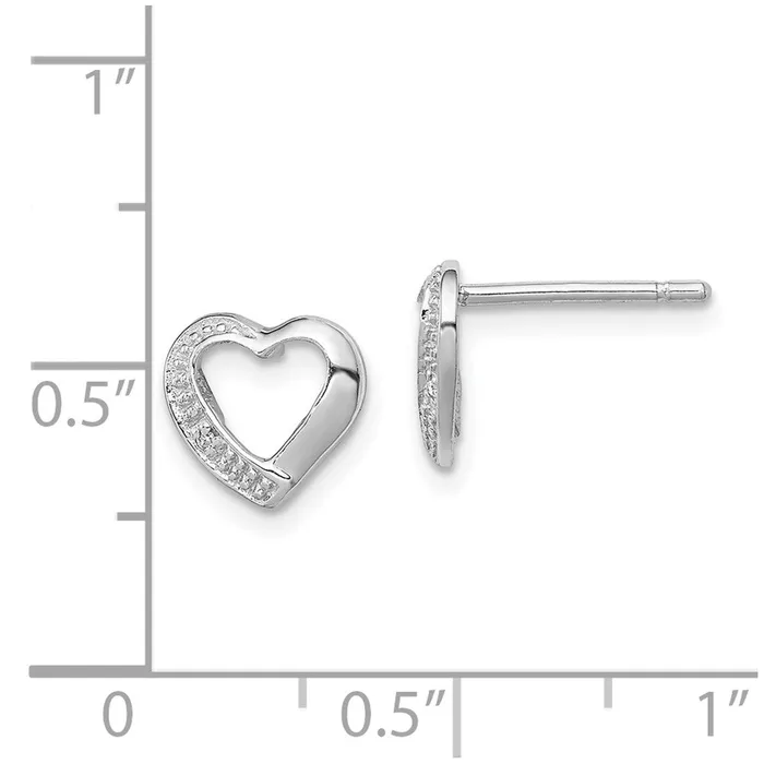 Goldia Sterling Silver Rhodium Diamond Heart Post Earrings Earrings