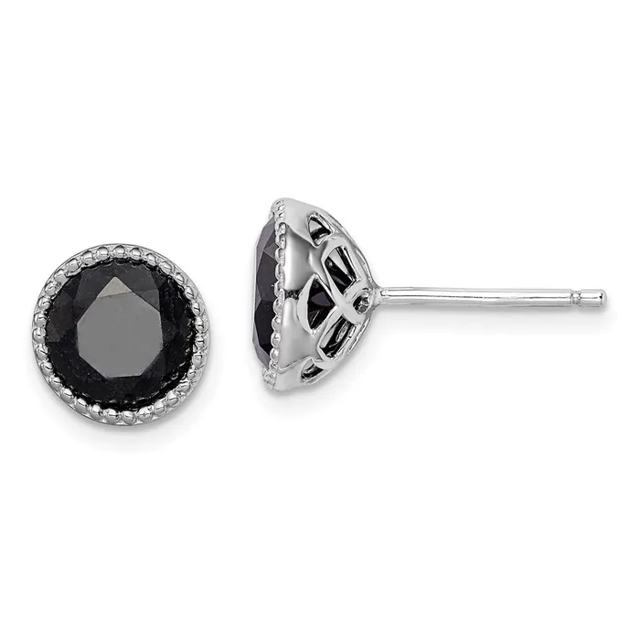 Goldia Sterling Silver Rhodiumplated Black Sapphire Post Earrings Earrings