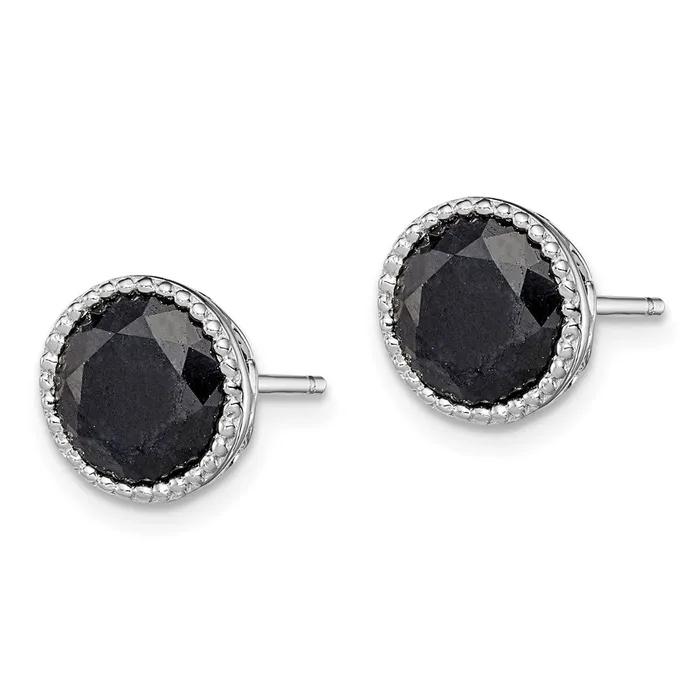 Goldia Sterling Silver Rhodiumplated Black Sapphire Post Earrings Earrings