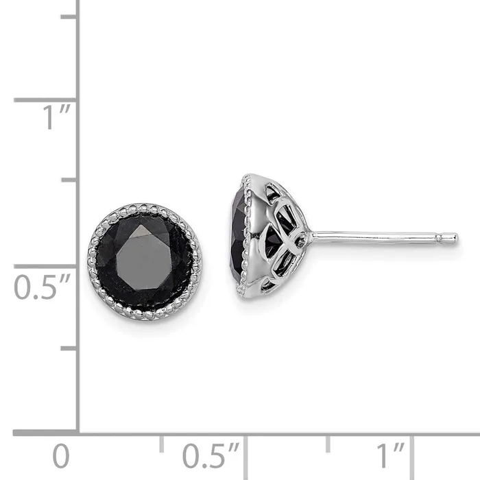 Goldia Sterling Silver Rhodiumplated Black Sapphire Post Earrings Earrings