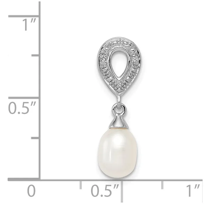 Goldia Sterling Silver Rhodium Plated Diamond FW Cultured Pearl Chain Slide Necklaces