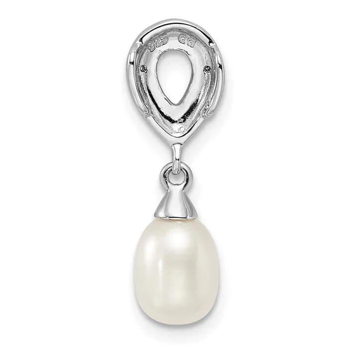 Goldia Sterling Silver Rhodium Plated Diamond FW Cultured Pearl Chain Slide Necklaces