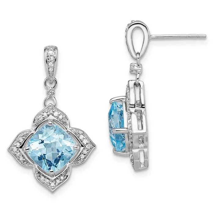 Goldia Sterling Silver Rhodiumplated Diamond u0026 Light Swiss Blue Topaz Earrings Earrings Goldia Sterling Silver Rhodiumplated Diamond u0026 Light Swiss Blue Topaz Earrings Earrings