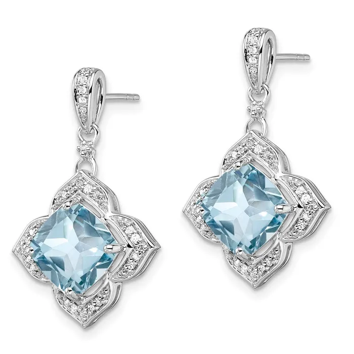 Goldia Sterling Silver Rhodiumplated Diamond u0026 Light Swiss Blue Topaz Earrings Earrings