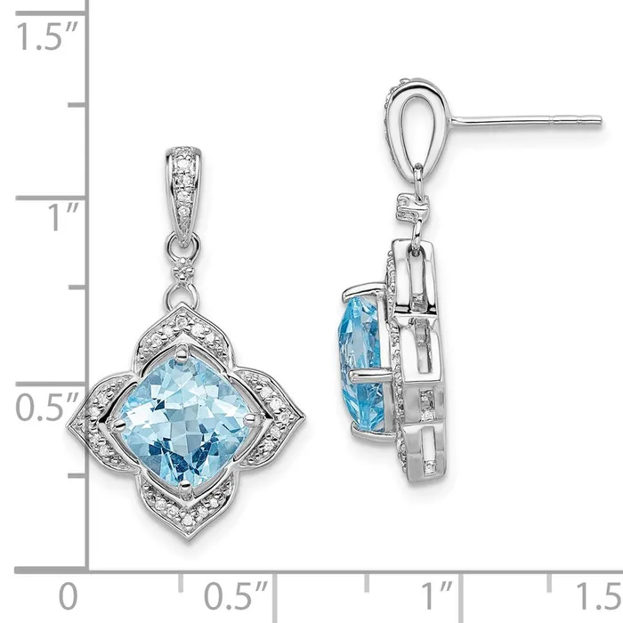 Goldia Sterling Silver Rhodiumplated Diamond u0026 Light Swiss Blue Topaz Earrings Earrings