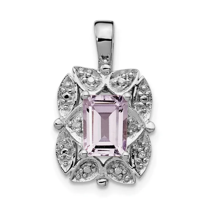 Goldia Sterling Silver Rhodiumplated Diamond u0026 Pink Quartz Pendant Necklaces Goldia Sterling Silver Rhodiumplated Diamond u0026 Pink Quartz Pendant Necklaces
