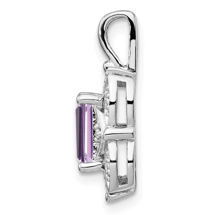 Goldia Sterling Silver Rhodiumplated Diamond u0026 Pink Quartz Pendant Necklaces