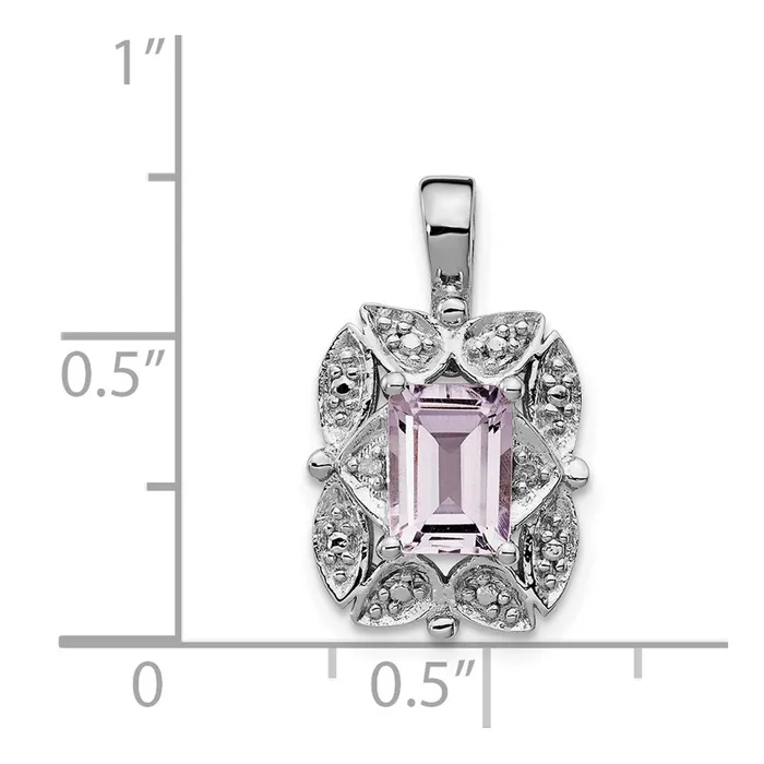 Goldia Sterling Silver Rhodiumplated Diamond u0026 Pink Quartz Pendant Necklaces