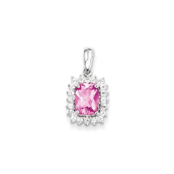 Goldia Sterling Silver Rhodium Plated White Topaz u0026 Pink Tourmaline Pendant Necklaces Goldia Sterling Silver Rhodium Plated White Topaz u0026 Pink Tourmaline Pendant Necklaces