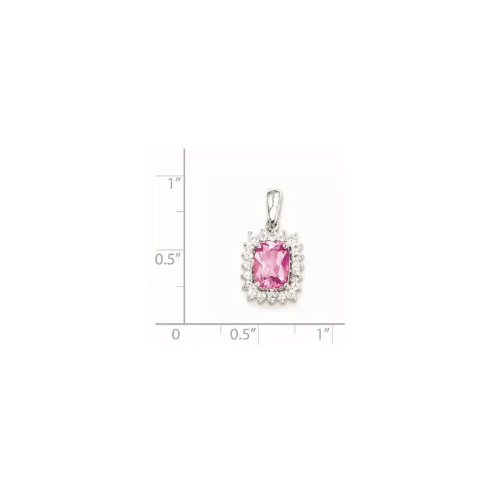Goldia Sterling Silver Rhodium Plated White Topaz u0026 Pink Tourmaline Pendant Necklaces