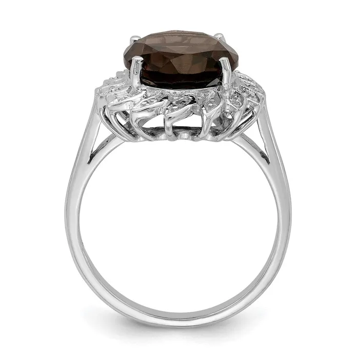 Goldia Sterling Silver Rhodium Smoky Quartz u0026 Diamond Ring Rings