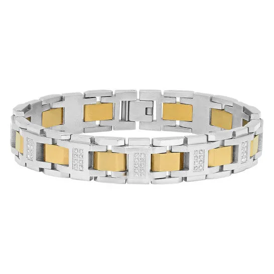 JMS always Bracelets Original Robert Alton 34CTW Diamond Stainless Steel With TwoTone Finish Mens Link Bracelet JMS always Bracelets Original Robert Alton 34CTW Diamond Stainless Steel With TwoTone Finish Mens Link Bracelet