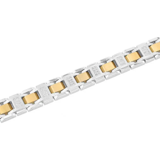 JMS always Bracelets Original Robert Alton 34CTW Diamond Stainless Steel With TwoTone Finish Mens Link Bracelet JMS always Bracelets Original Robert Alton 34CTW Diamond Stainless Steel With TwoTone Finish Mens Link Bracelet