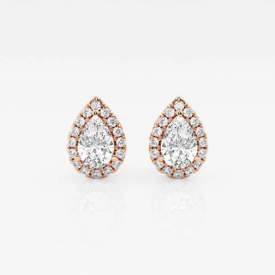 JMS always Earrings Original Brilliant Diamond 14KT Rose Gold 1 15 cttw PearCut Lab Grown Diamond Halo Stud Earrings for Women GVSSI GSI JMS always Earrings Original Brilliant Diamond 14KT Rose Gold 1 15 cttw PearCut Lab Grown Diamond Halo Stud Earrings for Women GVSSI GSI