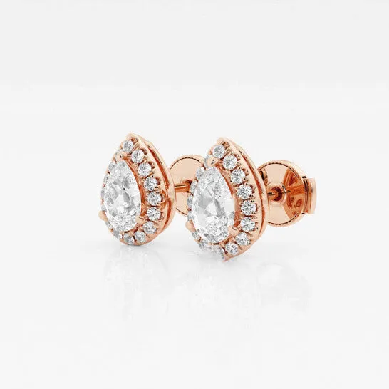 JMS always Earrings Original Brilliant Diamond 14KT Rose Gold 1 15 cttw PearCut Lab Grown Diamond Halo Stud Earrings for Women GVSSI GSI JMS always Earrings Original Brilliant Diamond 14KT Rose Gold 1 15 cttw PearCut Lab Grown Diamond Halo Stud Earrings for Women GVSSI GSI