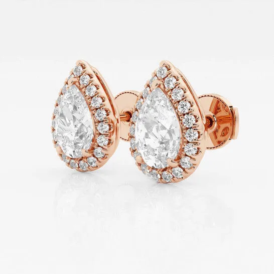 JMS always Earrings Original Brilliant Diamond 14KT Rose Gold 3 12 cttw PearCut Lab Grown Diamond Halo Stud Earrings for Women FGVSSI GSI JMS always Earrings Original Brilliant Diamond 14KT Rose Gold 3 12 cttw PearCut Lab Grown Diamond Halo Stud Earrings for Women FGVSSI GSI