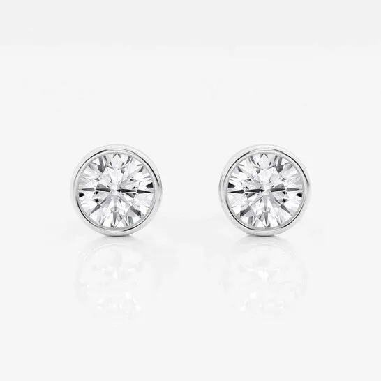 JMS always Earrings Original Brilliant Diamond 14KT White Gold 1 12 cttw RoundCut Lab Grown Diamond Bezel Set Solitaire Stud Earrings for Women GSI JMS always Earrings Original Brilliant Diamond 14KT White Gold 1 12 cttw RoundCut Lab Grown Diamond Bezel Set Solitaire Stud Earrings for Women GSI