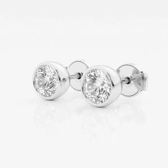 JMS always Earrings Original Brilliant Diamond 14KT White Gold 1 12 cttw RoundCut Lab Grown Diamond Bezel Set Solitaire Stud Earrings for Women GSI JMS always Earrings Original Brilliant Diamond 14KT White Gold 1 12 cttw RoundCut Lab Grown Diamond Bezel Set Solitaire Stud Earrings for Women GSI