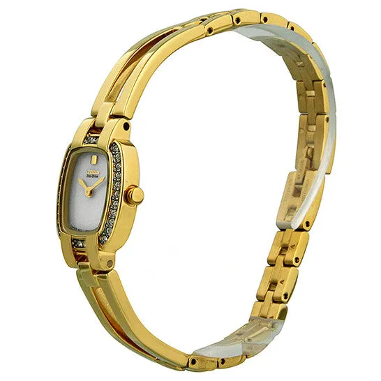 JMS always Earrings Original Citizen Silhouette EcoDrive White Dial GoldTone Stainless Steel Ladies Watch EW993251A JMS always Earrings Original Citizen Silhouette EcoDrive White Dial GoldTone Stainless Steel Ladies Watch EW993251A
