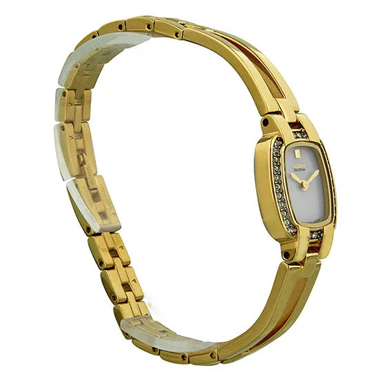JMS always Earrings Original Citizen Silhouette EcoDrive White Dial GoldTone Stainless Steel Ladies Watch EW993251A JMS always Earrings Original Citizen Silhouette EcoDrive White Dial GoldTone Stainless Steel Ladies Watch EW993251A