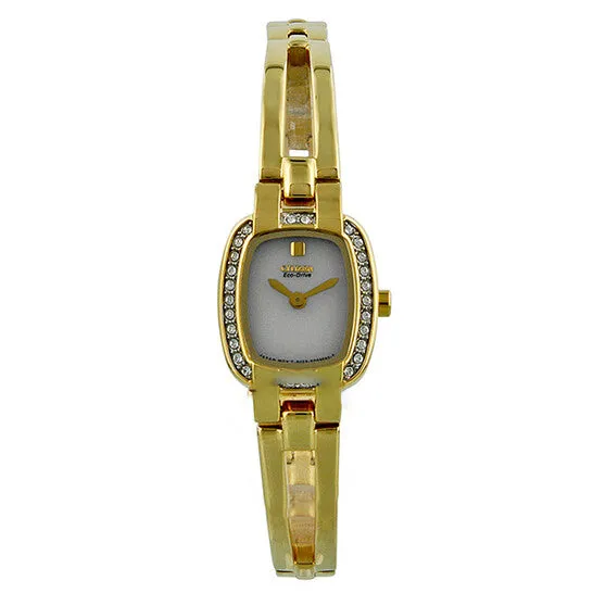 JMS always Earrings Original Citizen Silhouette EcoDrive White Dial GoldTone Stainless Steel Ladies Watch EW993251A JMS always Earrings Original Citizen Silhouette EcoDrive White Dial GoldTone Stainless Steel Ladies Watch EW993251A