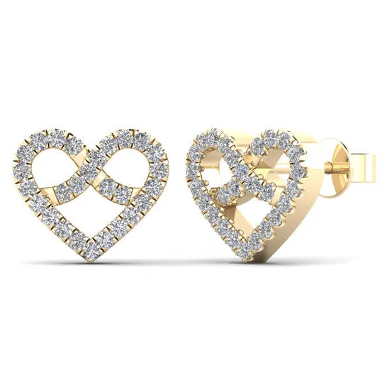 JMS always Earrings Original Dazzling Love 020 Carat Natural White Diamond Heart Shape Stud Earrings in Elegant 10K yellow Gold Secure Push Backs JMS always Earrings Original Dazzling Love 020 Carat Natural White Diamond Heart Shape Stud Earrings in Elegant 10K yellow Gold Secure Push Backs