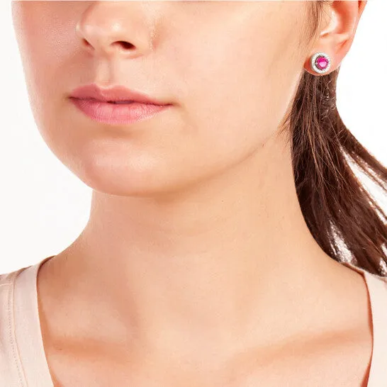 JMS always Earrings Original Elegant Confetti Womens 18K White Gold Plated Red CZ Simulated Diamond Classic Halo Stud Earrings JMS always Earrings Original Elegant Confetti Womens 18K White Gold Plated Red CZ Simulated Diamond Classic Halo Stud Earrings