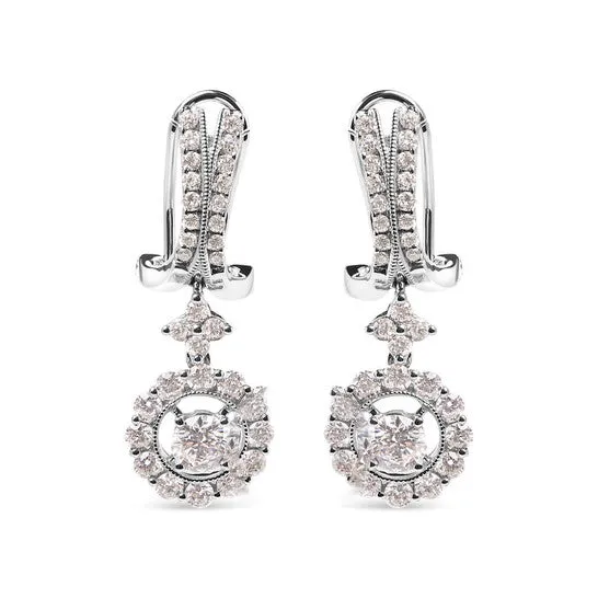 JMS always Earrings Original Haus of Brilliance 14K White Gold 1 78 Cttw Diamond Drop and Dangle Halo Earring with Omega Back FG Color VS2SI1 JMS always Earrings Original Haus of Brilliance 14K White Gold 1 78 Cttw Diamond Drop and Dangle Halo Earring with Omega Back FG Color VS2SI1