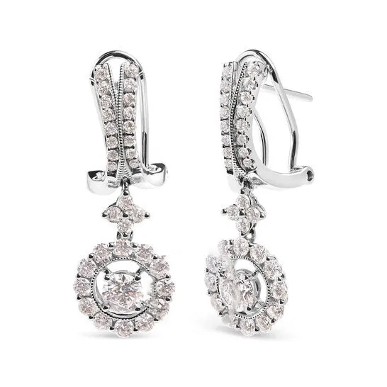 JMS always Earrings Original Haus of Brilliance 14K White Gold 1 78 Cttw Diamond Drop and Dangle Halo Earring with Omega Back FG Color VS2SI1 JMS always Earrings Original Haus of Brilliance 14K White Gold 1 78 Cttw Diamond Drop and Dangle Halo Earring with Omega Back FG Color VS2SI1