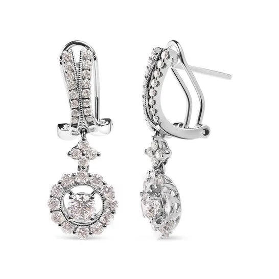 JMS always Earrings Original Haus of Brilliance 14K White Gold 1 78 Cttw Diamond Drop and Dangle Halo Earring with Omega Back FG Color VS2SI1 JMS always Earrings Original Haus of Brilliance 14K White Gold 1 78 Cttw Diamond Drop and Dangle Halo Earring with Omega Back FG Color VS2SI1