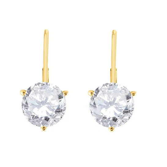 JMS always Earrings Original Maulijewels 020 Carat Round Natural White Diamond 3 Prong Set Leverback Earrings For Womens In 14K Solid Yellow Gold JMS always Earrings Original Maulijewels 020 Carat Round Natural White Diamond 3 Prong Set Leverback Earrings For Womens In 14K Solid Yellow Gold