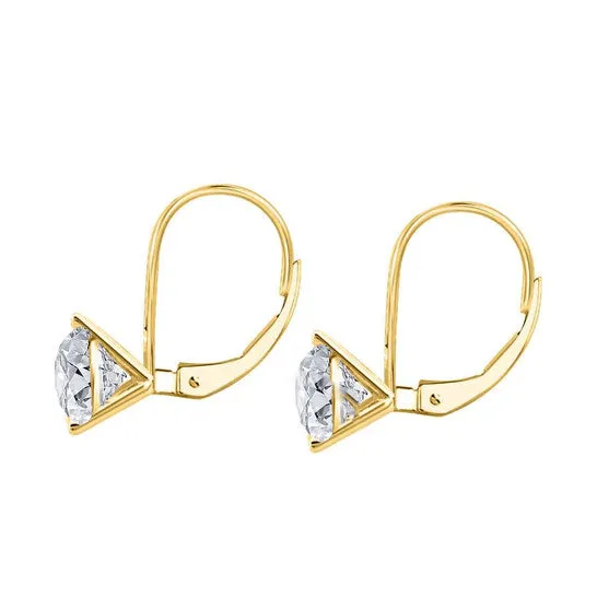 JMS always Earrings Original Maulijewels 020 Carat Round Natural White Diamond 3 Prong Set Leverback Earrings For Womens In 14K Solid Yellow Gold JMS always Earrings Original Maulijewels 020 Carat Round Natural White Diamond 3 Prong Set Leverback Earrings For Womens In 14K Solid Yellow Gold