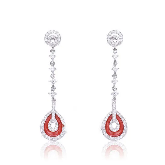 JMS always Earrings Original Megan Walford 925 Sterling Silver Coral Cubic Zirconia Drop Earrings JMS always Earrings Original Megan Walford 925 Sterling Silver Coral Cubic Zirconia Drop Earrings