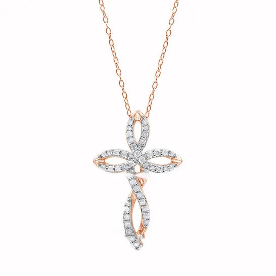 JMS always Necklaces Original Diamond Muse 025 cttw Pink Gold Over Sterling Silver Diamond Cross Necklace for Women JMS always Necklaces Original Diamond Muse 025 cttw Pink Gold Over Sterling Silver Diamond Cross Necklace for Women