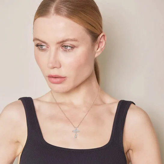 JMS always Necklaces Original Diamond Muse 025 cttw Pink Gold Over Sterling Silver Diamond Cross Necklace for Women JMS always Necklaces Original Diamond Muse 025 cttw Pink Gold Over Sterling Silver Diamond Cross Necklace for Women