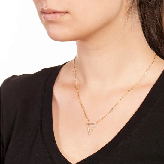 JMS always Necklaces Original Elegant Confetti Womens 18K Yellow Gold Plated CZ Simulated Diamond Open Triangle Pendant Necklace JMS always Necklaces Original Elegant Confetti Womens 18K Yellow Gold Plated CZ Simulated Diamond Open Triangle Pendant Necklace