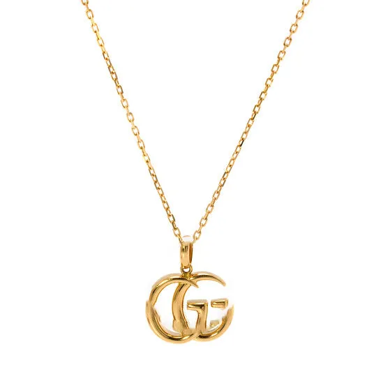 JMS always Necklaces Original Gucci GG Running Yellow Gold Small Double G Pendant Necklace JMS always Necklaces Original Gucci GG Running Yellow Gold Small Double G Pendant Necklace