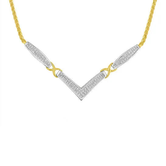 JMS always Necklaces Original Haus of Brilliance 14k Yellow and White Gold 2 cttw Diamond V Shape Statment 18 Necklace HISI2I1 JMS always Necklaces Original Haus of Brilliance 14k Yellow and White Gold 2 cttw Diamond V Shape Statment 18 Necklace HISI2I1
