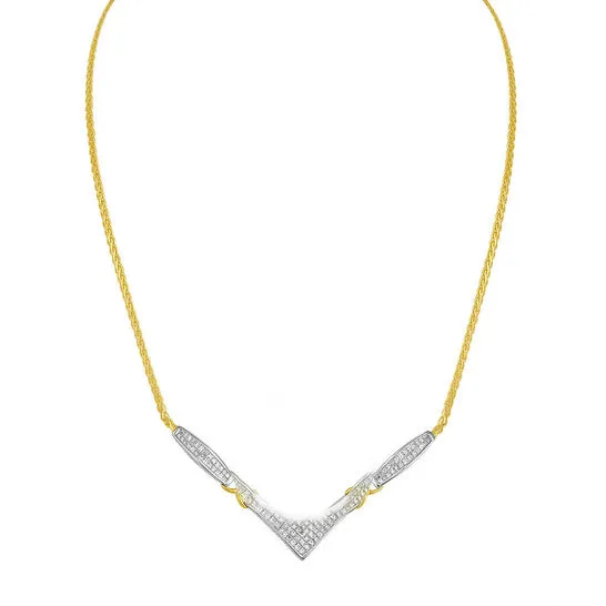 JMS always Necklaces Original Haus of Brilliance 14k Yellow and White Gold 2 cttw Diamond V Shape Statment 18 Necklace HISI2I1 JMS always Necklaces Original Haus of Brilliance 14k Yellow and White Gold 2 cttw Diamond V Shape Statment 18 Necklace HISI2I1