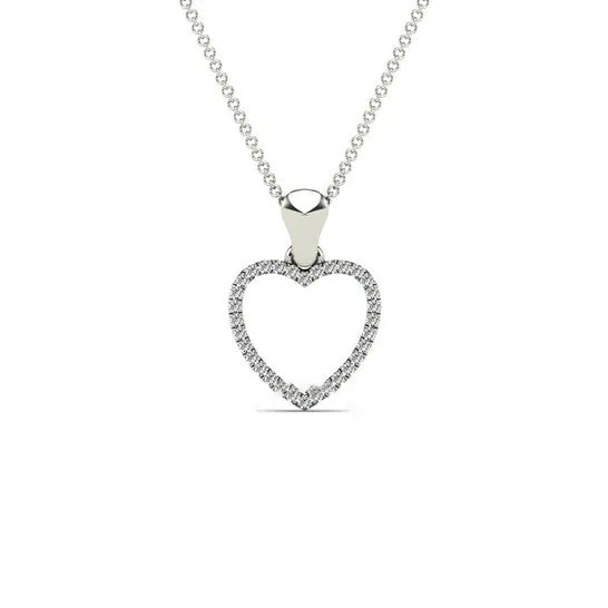 JMS always Necklaces Original Maulijewels 010 Carat Natural Diamond Heart Shape Pendant Necklace For Women Girls In Solid 10K White Gold JMS always Necklaces Original Maulijewels 010 Carat Natural Diamond Heart Shape Pendant Necklace For Women Girls In Solid 10K White Gold