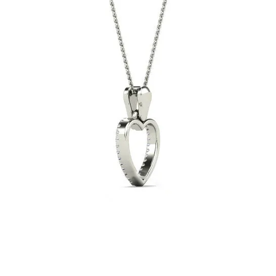 JMS always Necklaces Original Maulijewels 010 Carat Natural Diamond Heart Shape Pendant Necklace For Women Girls In Solid 10K White Gold JMS always Necklaces Original Maulijewels 010 Carat Natural Diamond Heart Shape Pendant Necklace For Women Girls In Solid 10K White Gold