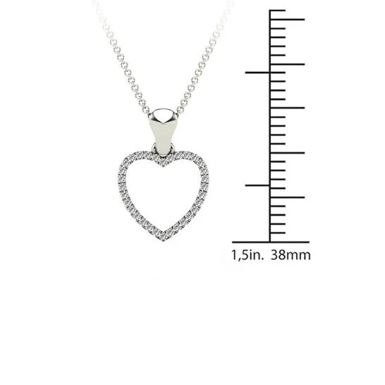 JMS always Necklaces Original Maulijewels 010 Carat Natural Diamond Heart Shape Pendant Necklace For Women Girls In Solid 10K White Gold JMS always Necklaces Original Maulijewels 010 Carat Natural Diamond Heart Shape Pendant Necklace For Women Girls In Solid 10K White Gold